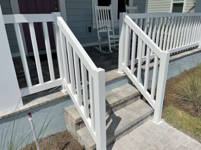 Railing fence entry steps