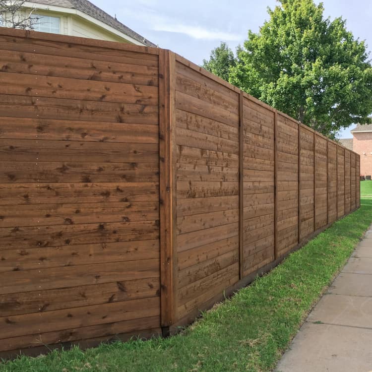 wooden fence ideas dark stained wood fence